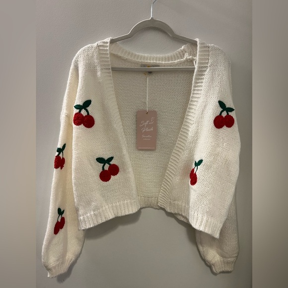 Love Tree Cherry Embroidered Knit Cardigan - Picture 5 of 10